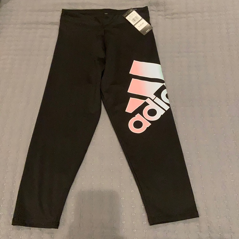 NWT Adidas Girls Ombre Logo Print Leggings (L/14)